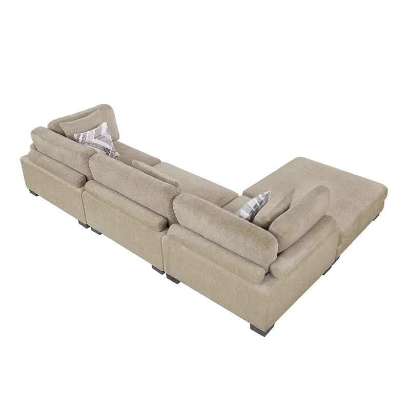 Lexicon Corydon Microfiber 4-Piece Modular Sectional with Ottoman in Brown