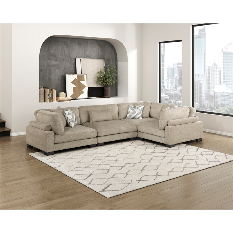 Lexicon Corydon Microfiber 4-Piece Modular Sectional in Brown