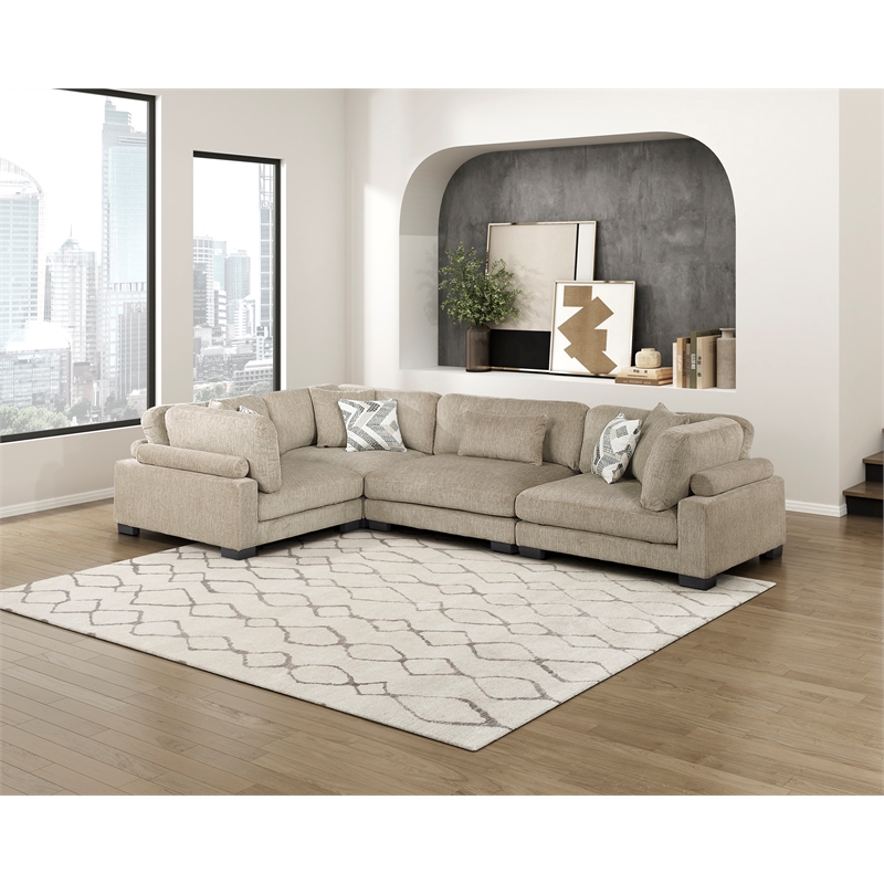Lexicon Corydon Microfiber 4-Piece Modular Sectional in Brown
