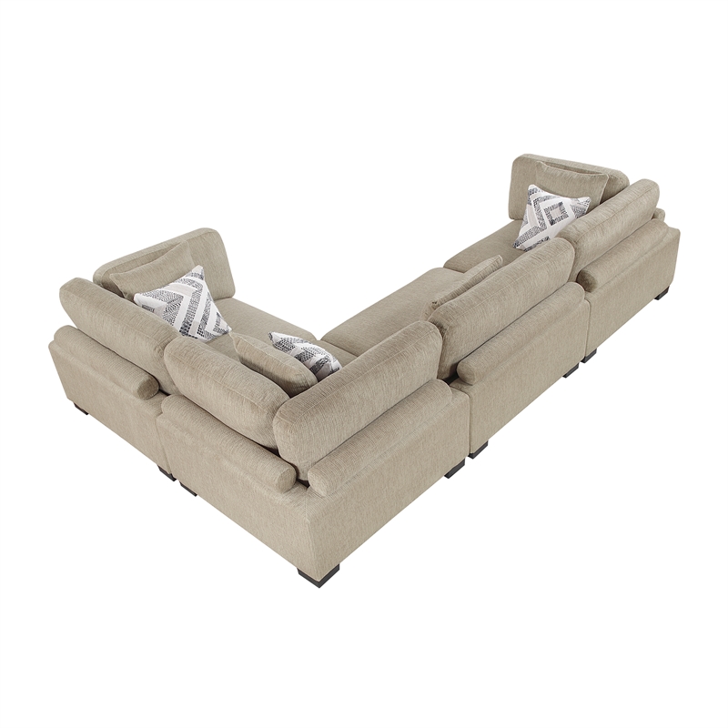 Lexicon Corydon Microfiber 4-Piece Modular Sectional in Brown
