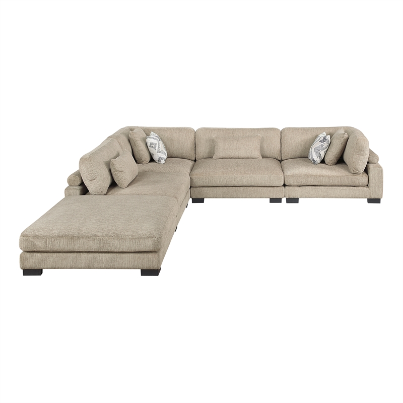Lexicon Corydon Microfiber 5-Piece Modular Sectional with Ottoman in Brown