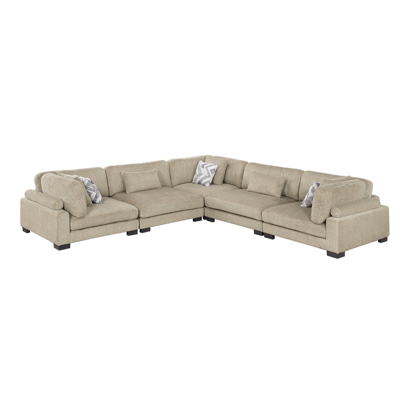 Lexicon Corydon Microfiber 5-Piece Modular Sectional in Brown