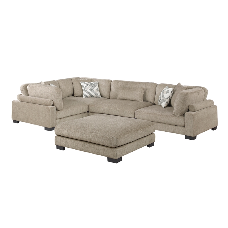 Lexicon Corydon Microfiber 5-Piece Modular Sectional with Ottoman in Brown
