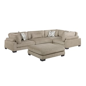 Lexicon Corydon Microfiber 5-Piece Modular Sectional with Ottoman in Brown