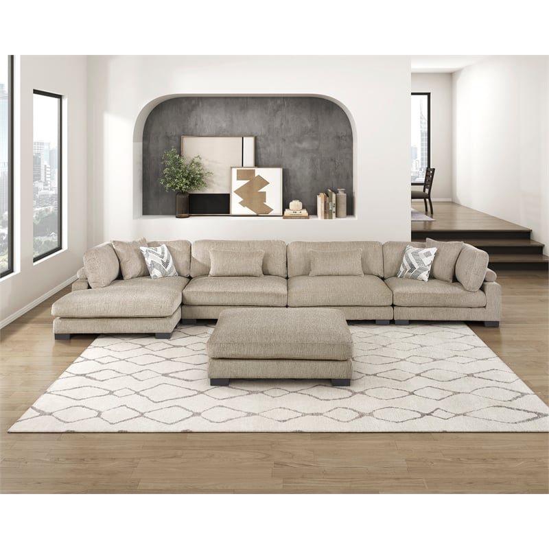 Lexicon Corydon Microfiber 5-Piece Modular Sectional in Brown