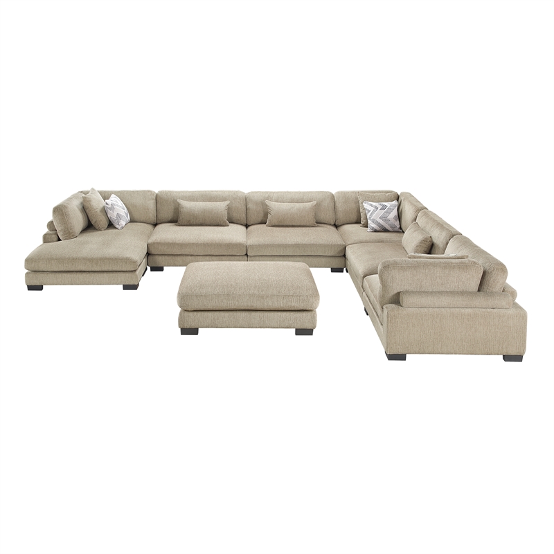 Lexicon Corydon Microfiber 7-Piece Modular Sectional with Ottoman in Brown