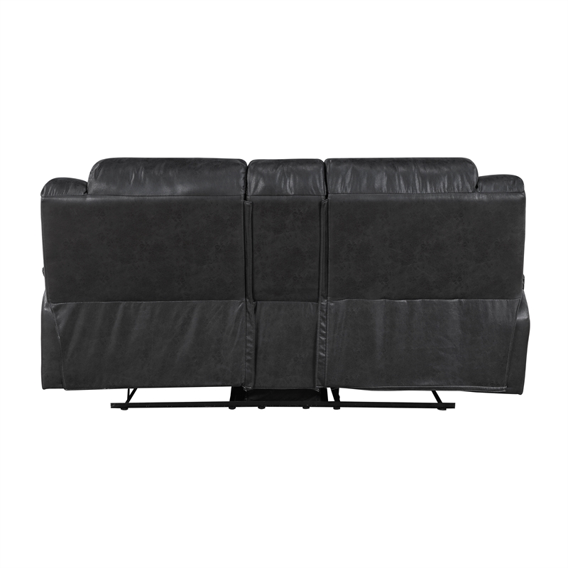 Lexicon Hazen Microfiber Double Reclining Love Seat with Center Console in Black