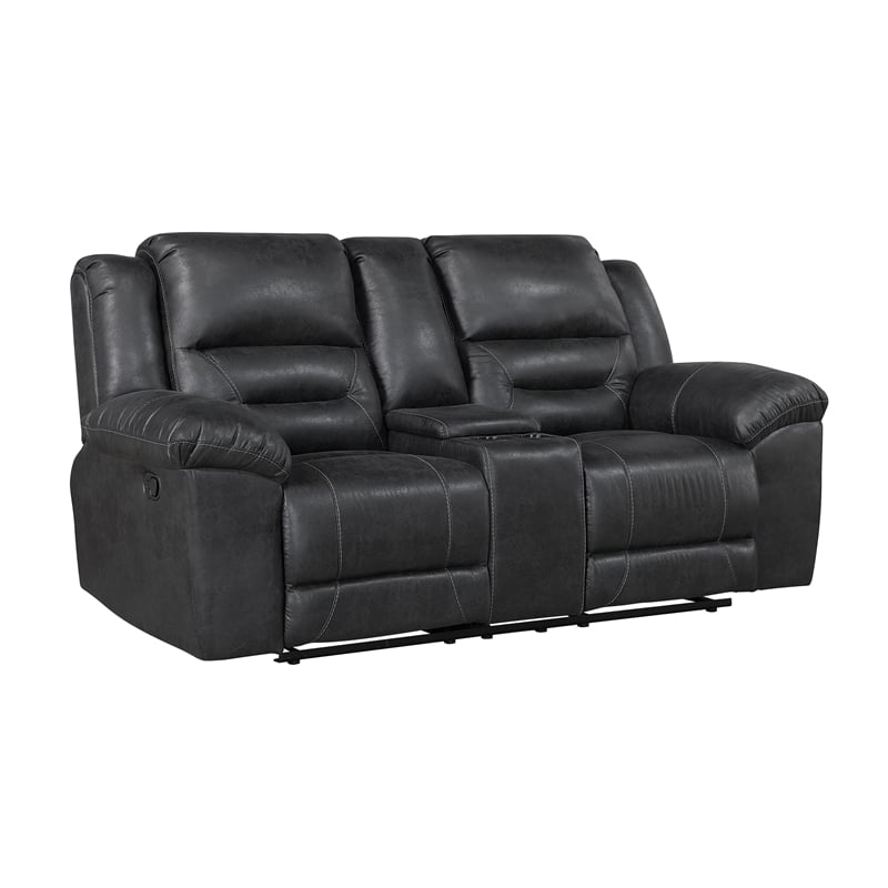 Lexicon Hazen Microfiber 2pc Set Sofa+ Loveseat in Black