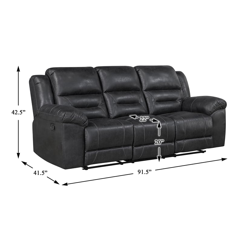 Lexicon Hazen Microfiber 2pc Set Sofa+ Loveseat in Black