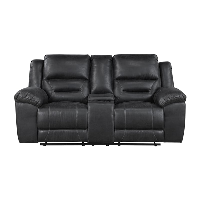 Lexicon Hazen Microfiber 2pc Set Sofa+ Loveseat in Black