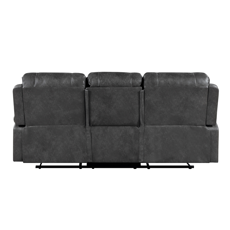 Lexicon Newnan Faux leather Double Reclining Sofa in Gray