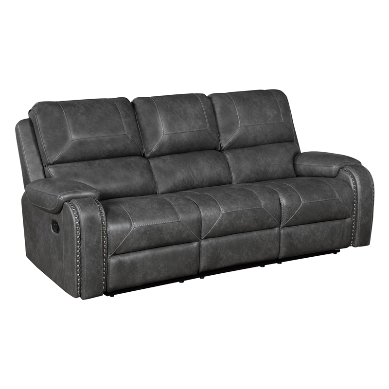 Lexicon Newnan Faux leather 2pc Set Sofa+Loveseat in Gray