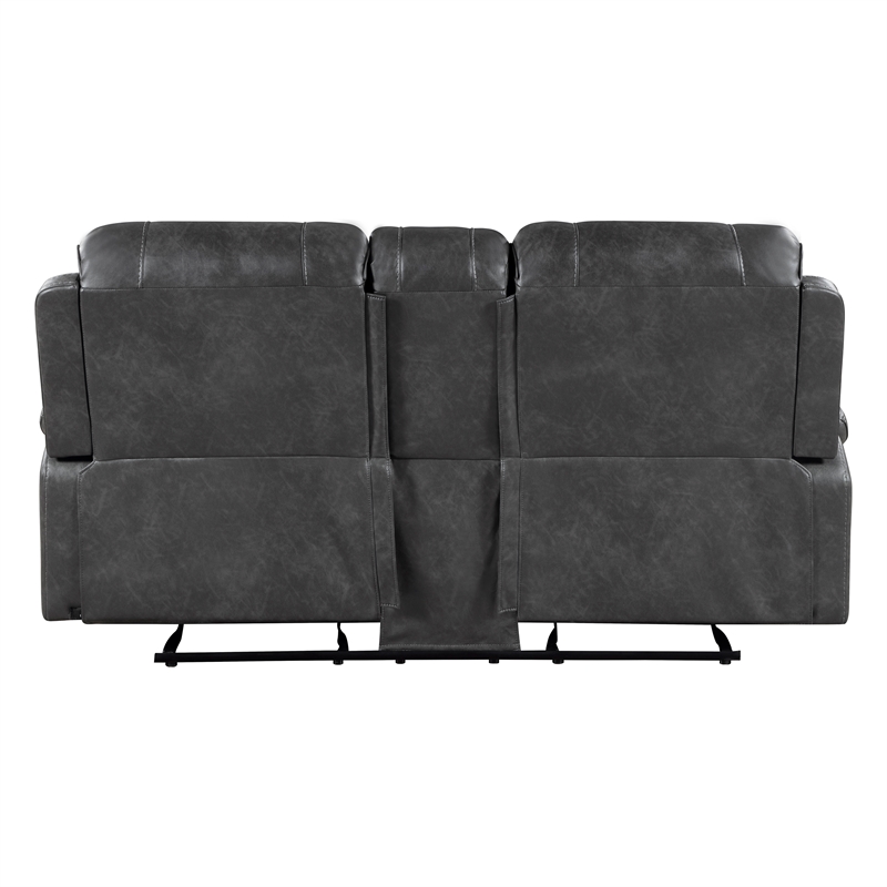 Lexicon Newnan Faux leather 2pc Set Sofa+Loveseat in Gray