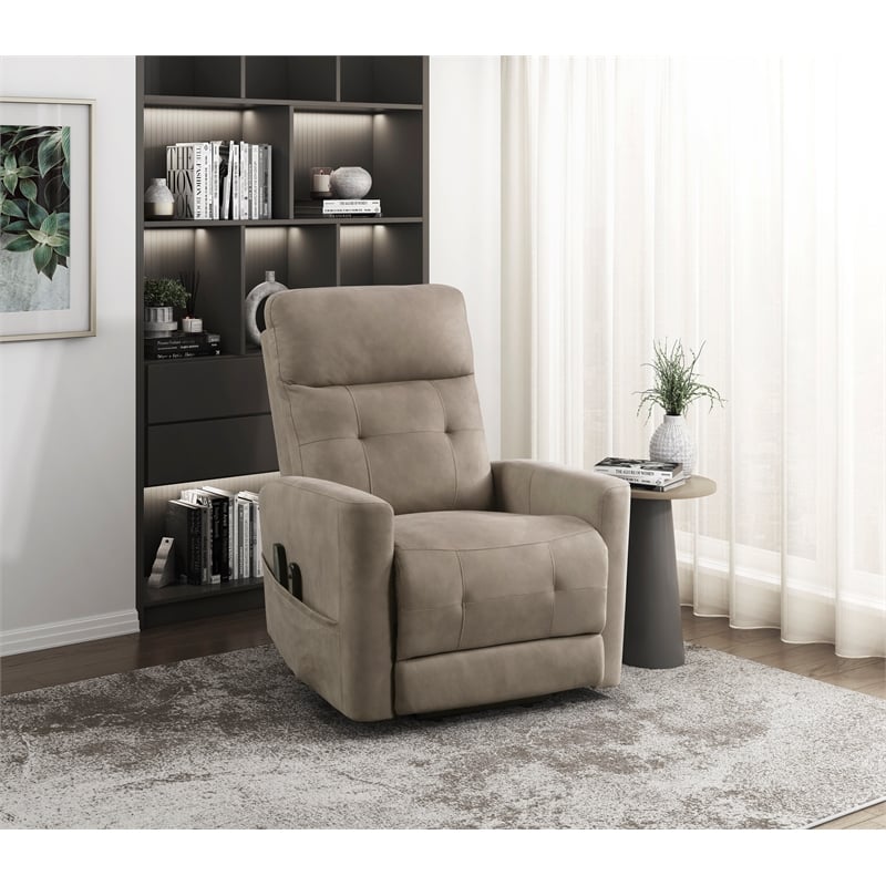 Lexicon Wichita Microfiber Power Lift Chair with Massage and Heat in Brown