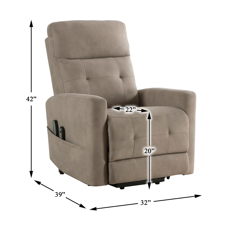 Lexicon Wichita Microfiber Power Lift Chair with Massage and Heat in Brown