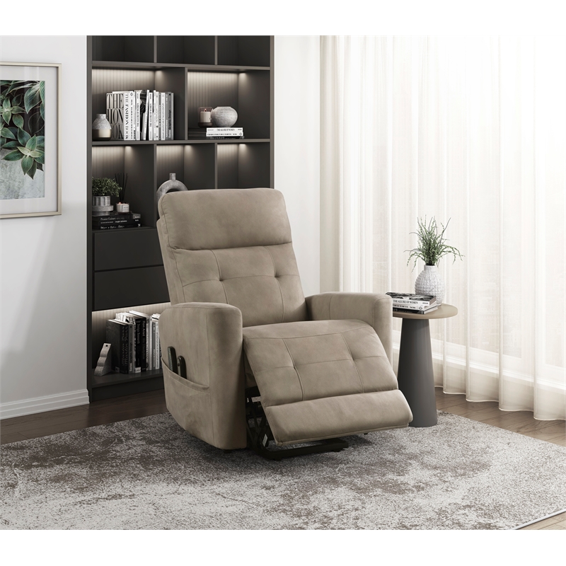 Lexicon Wichita Microfiber Power Lift Chair with Massage and Heat in Brown