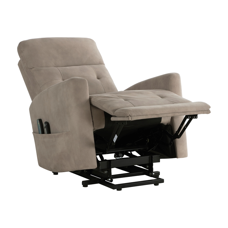 Lexicon Wichita Microfiber Power Lift Chair with Massage and Heat in Brown