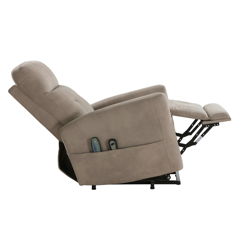 Lexicon Wichita Microfiber Power Lift Chair with Massage and Heat in Brown