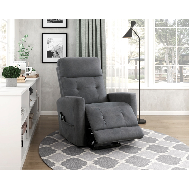 Lexicon Wichita Microfiber Power Lift Chair with Massage and Heat in Dark gray