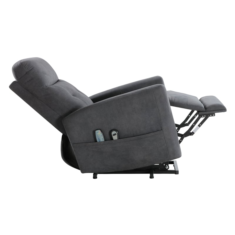 Lexicon Wichita Microfiber Power Lift Chair with Massage and Heat in Dark gray
