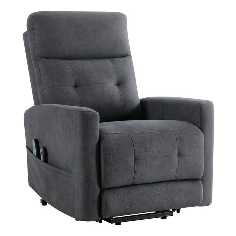 Lexicon Wichita Microfiber Power Lift Chair with Massage and Heat in Dark gray