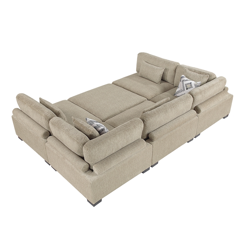 Lexicon Corydon Microfiber 6-Piece Modular Sectional with Ottoman in Brown