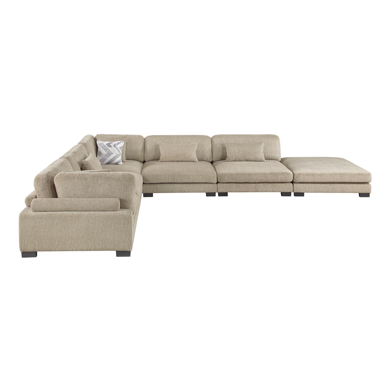 Lexicon Corydon Microfiber 6-Piece Modular Sectional with Ottoman in Brown