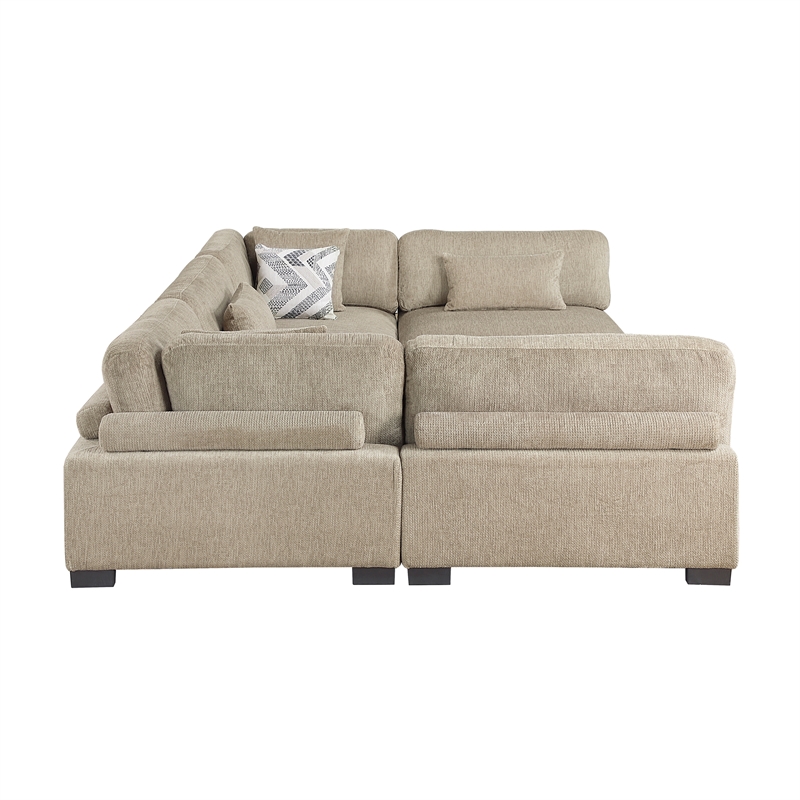 Lexicon Corydon Microfiber 6-Piece Modular Sectional with Ottoman in Brown
