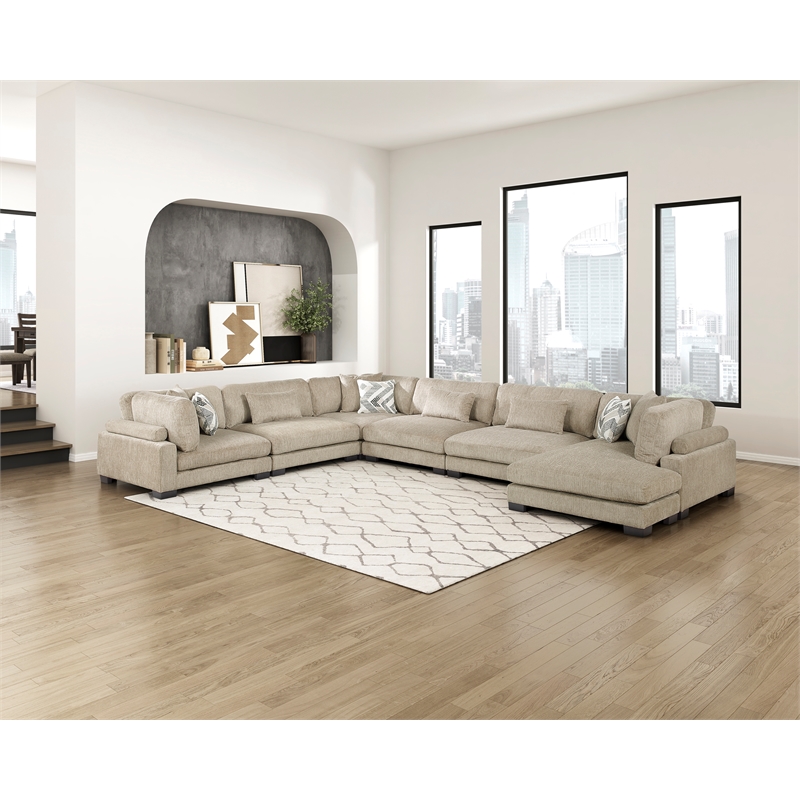Lexicon Corydon Microfiber 6-Piece Modular Sectional with Chaise in Brown