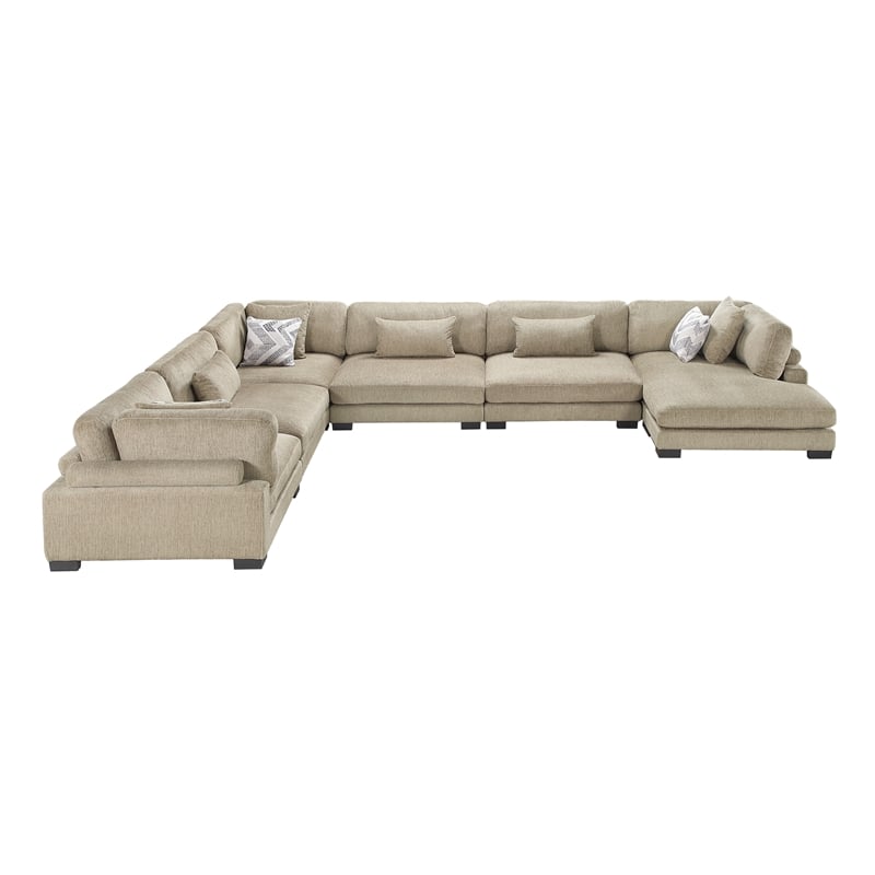 Lexicon Corydon Microfiber 6-Piece Modular Sectional with Chaise in Brown