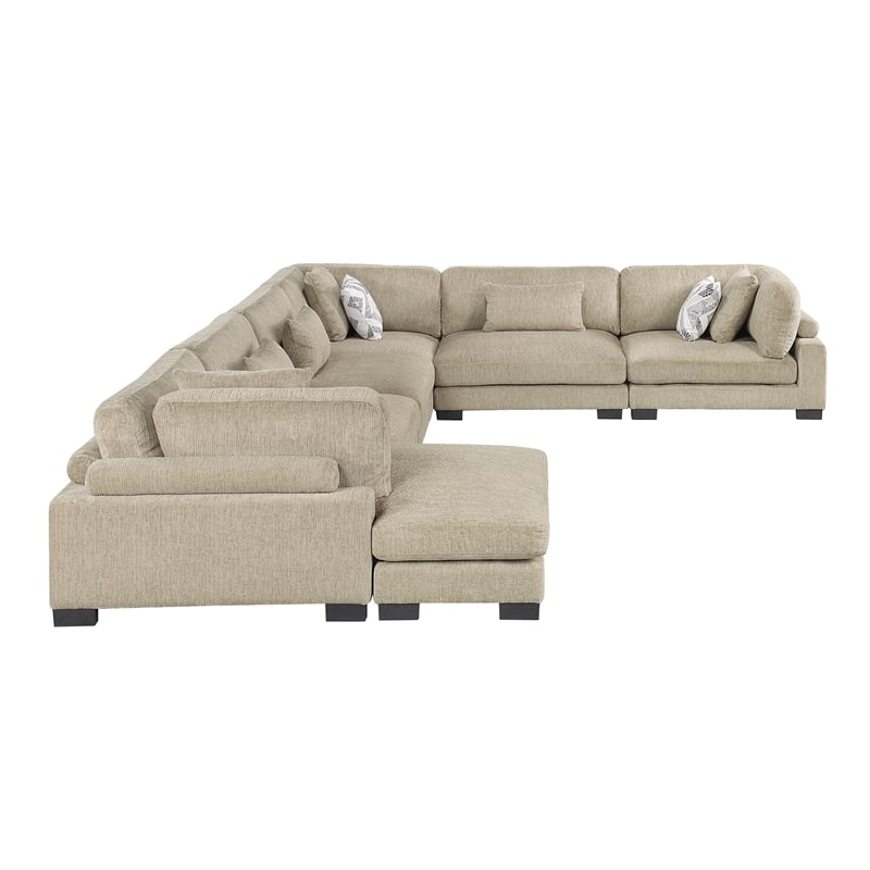 Lexicon Corydon Microfiber 6-Piece Modular Sectional with Chaise in Brown