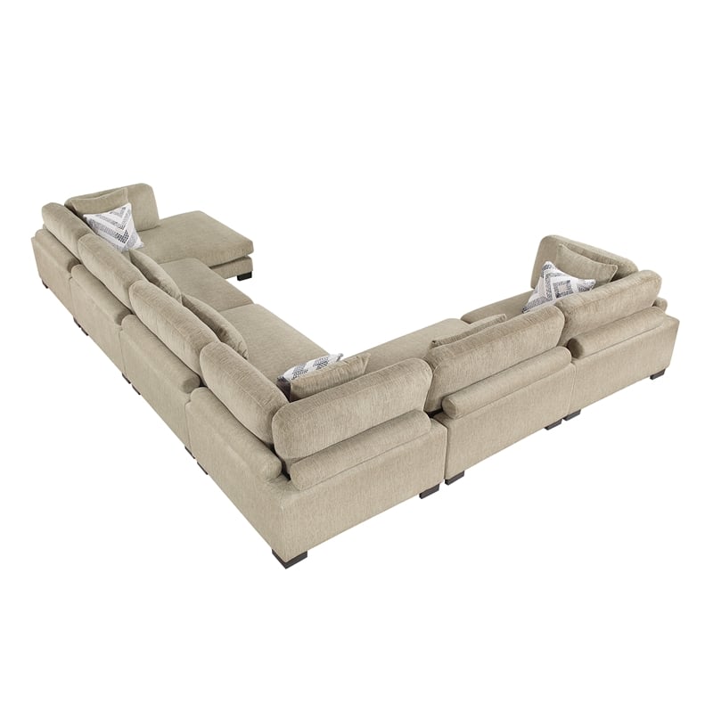 Lexicon Corydon Microfiber 6-Piece Modular Sectional with Chaise in Brown