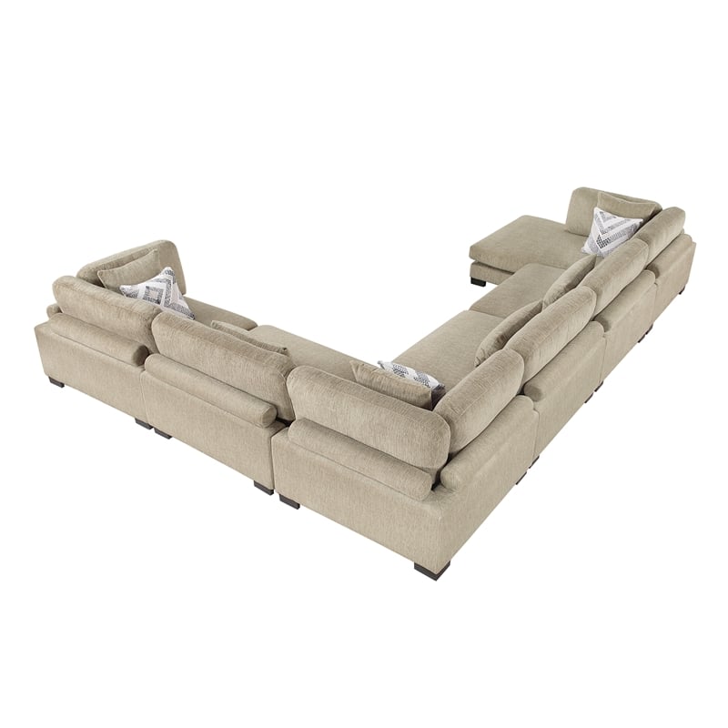 Lexicon Corydon Microfiber 6-Piece Modular Sectional with Chaise in Brown