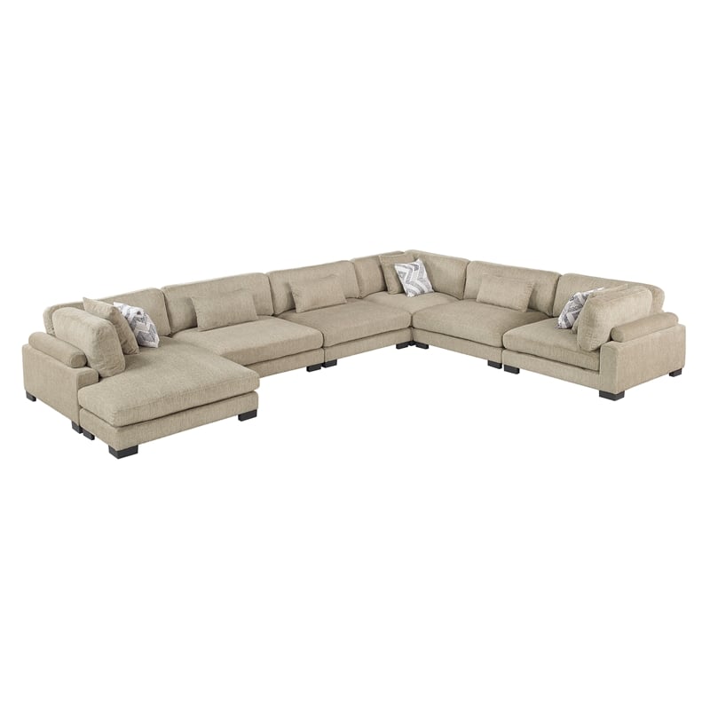 Lexicon Corydon Microfiber 6-Piece Modular Sectional with Chaise in Brown