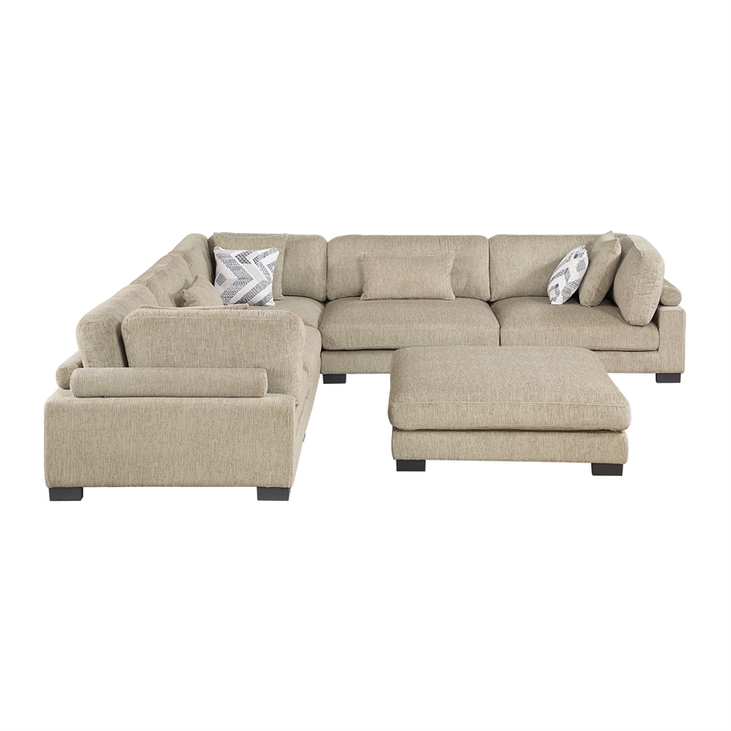 Lexicon Corydon Microfiber 6-Piece Modular Sectional with Ottoman in Brown