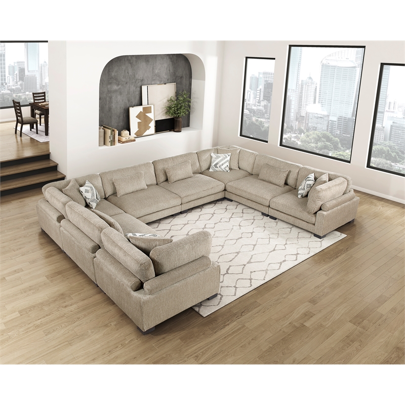 Lexicon Corydon Microfiber 8-Piece Modular Sectional in Brown