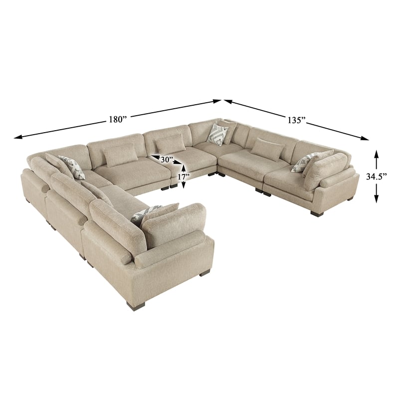 Lexicon Corydon Microfiber 8-Piece Modular Sectional in Brown