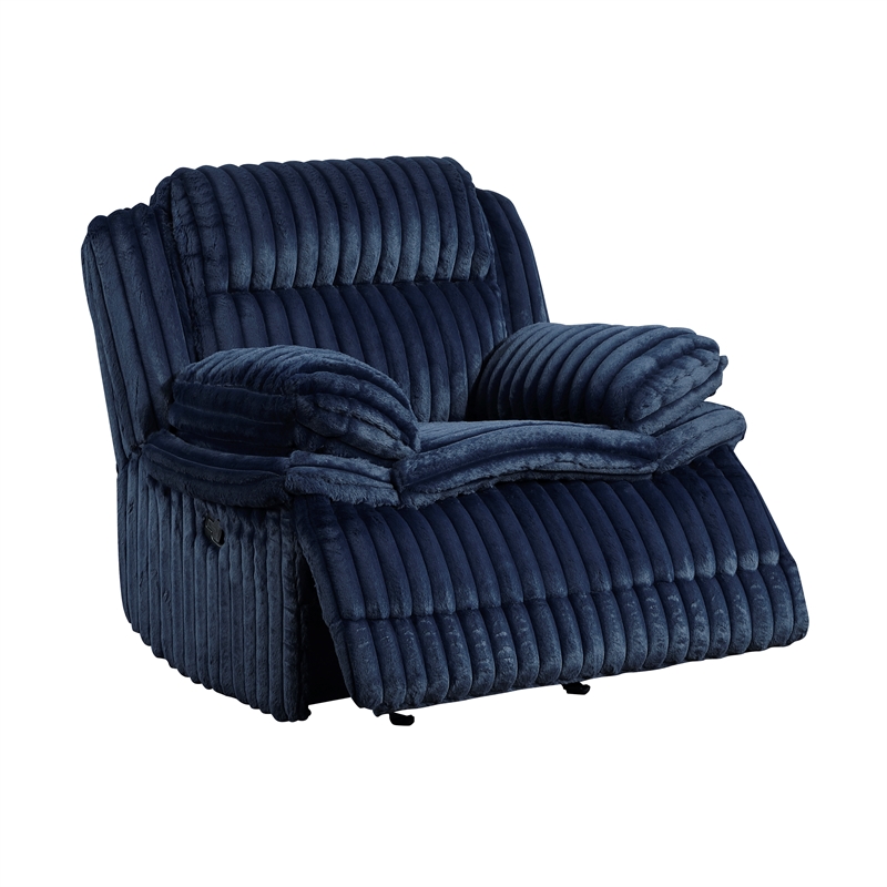 Lexicon Goodland Corduroy Glider Reclining Chair in Blue