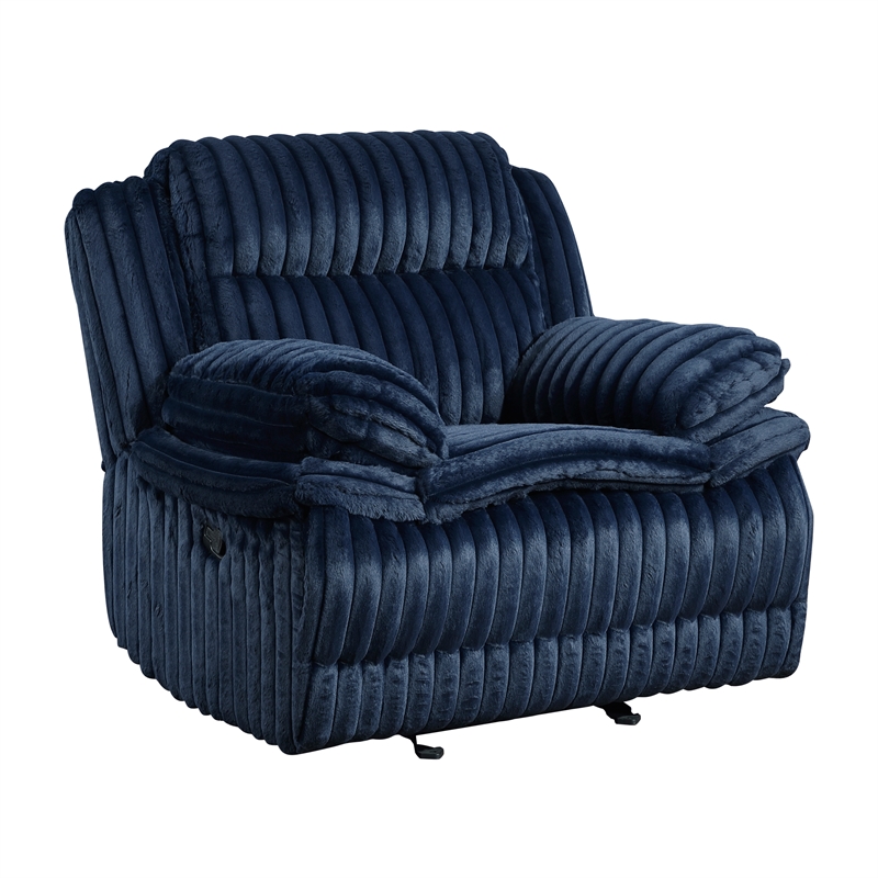 Lexicon Goodland Corduroy Glider Reclining Chair in Blue