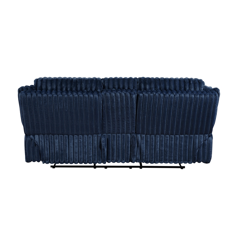 Lexicon Goodland Corduroy Double Reclining Love Seat with Center Console in Blue