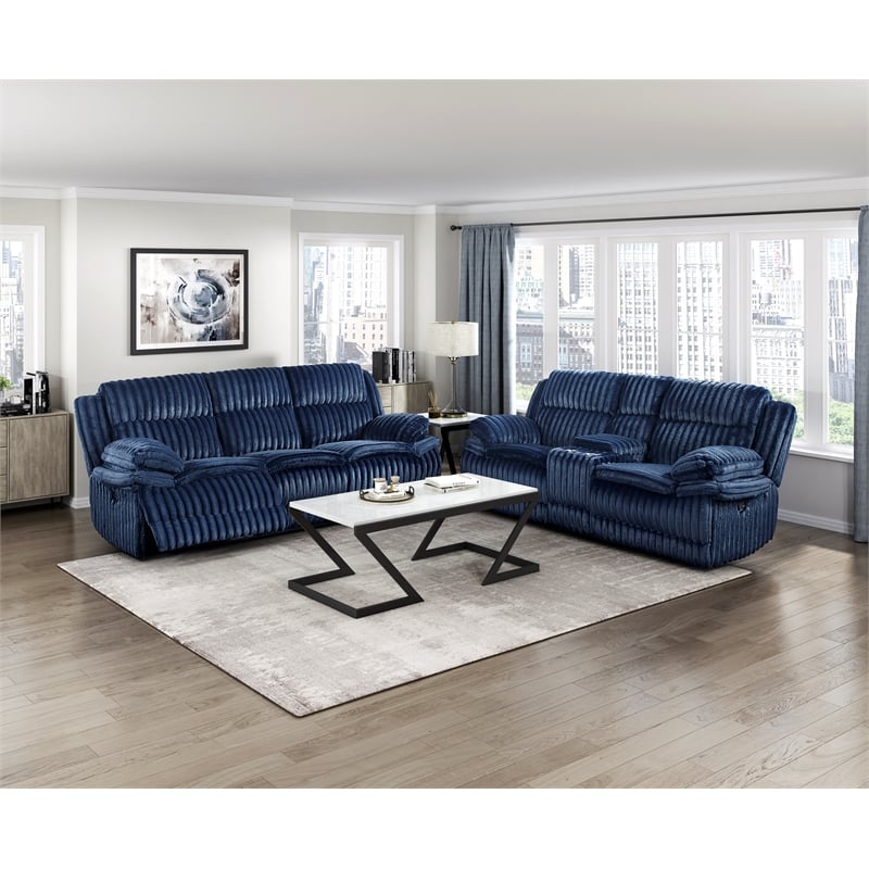 Lexicon Goodland Corduroy 2pc Set Sofa+ Loveseat in Blue