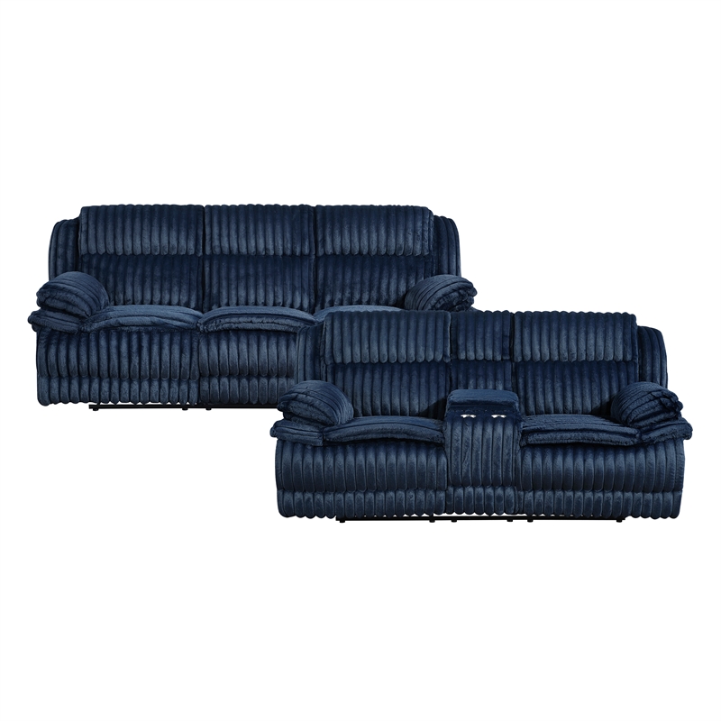 Lexicon Goodland Corduroy 2pc Set Sofa+ Loveseat in Blue