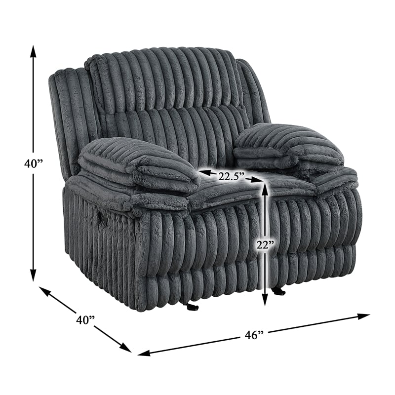 Lexicon Goodland Corduroy Glider Reclining Chair in Dark gray