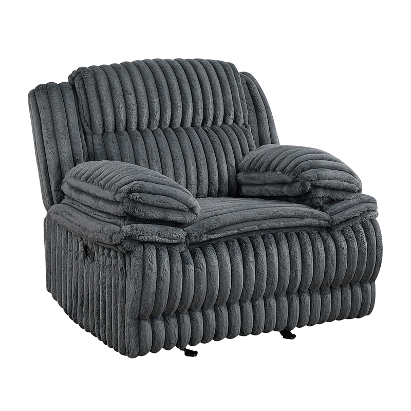 Lexicon Goodland Corduroy Glider Reclining Chair in Dark gray