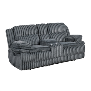 lexicon goodland corduroy dbl rclng love seat with center console in dark gray
