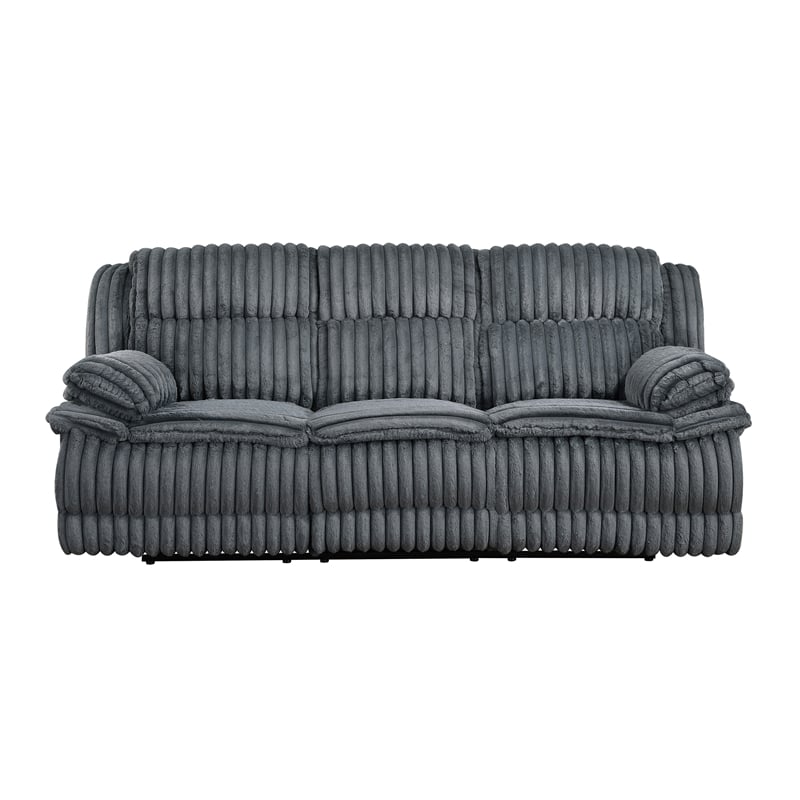 Lexicon Goodland Corduroy Double Reclining Sofa in Dark gray