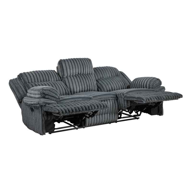 Lexicon Goodland Corduroy Double Reclining Sofa in Dark gray