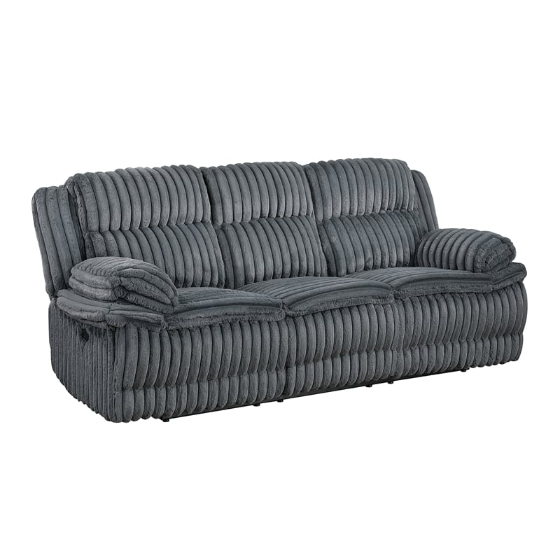 Lexicon Goodland Corduroy Double Reclining Sofa in Dark gray