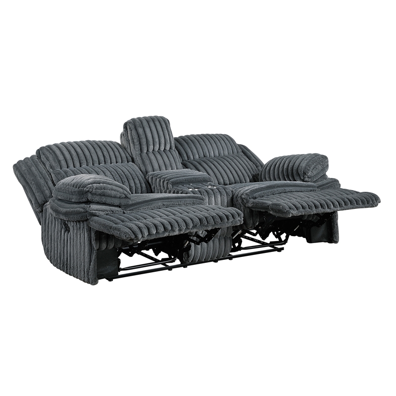 Lexicon Goodland Corduroy 2pc Set Sofa+Loveseat in Dark gray