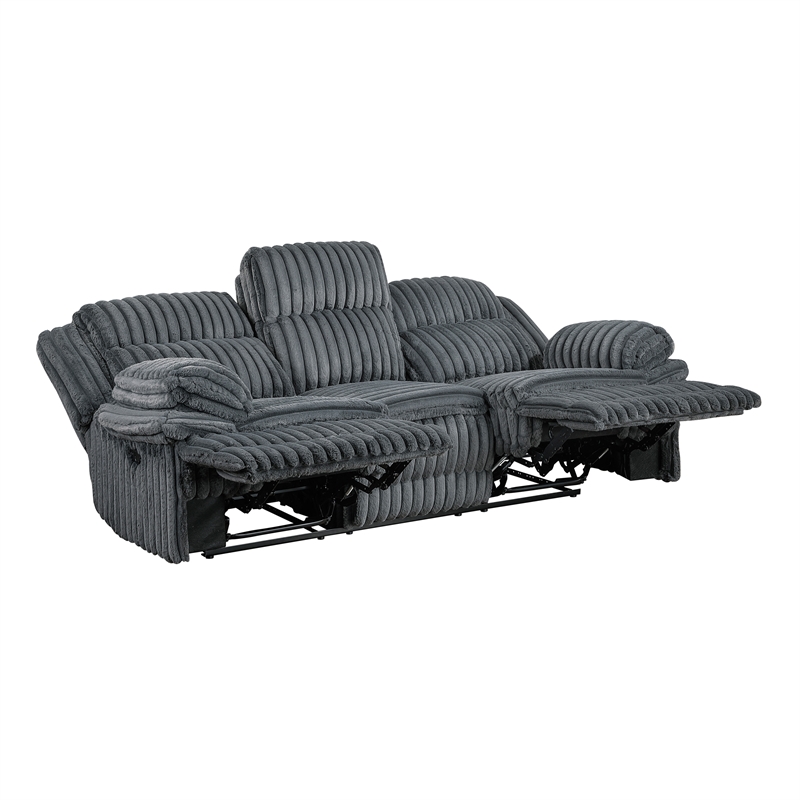 Lexicon Goodland Corduroy 2pc Set Sofa+Loveseat in Dark gray